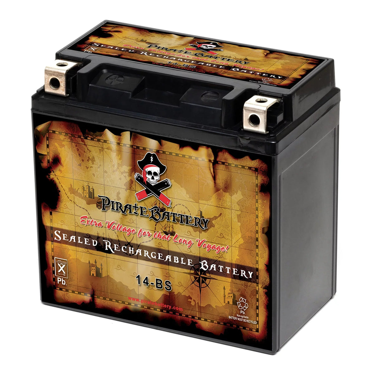 Pirate Battery Ytx14-Bs (14-Bs 12 Volt,12 Ah, 200 Cca) Motorcycle Battery For Honda 1100Cc Vt1100C, C3, T Shadow (Spirit, Aero, A. C. E. Tourer) 2005