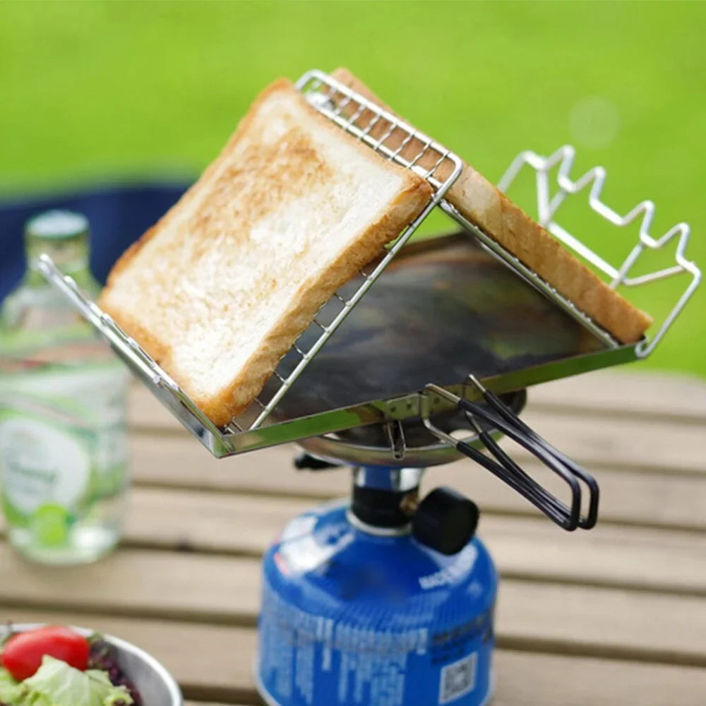 Stove Steel FlyFlise Picnic Toaster for Camp Folding Bread Toaster Backpacking Stainless Camping Rack
