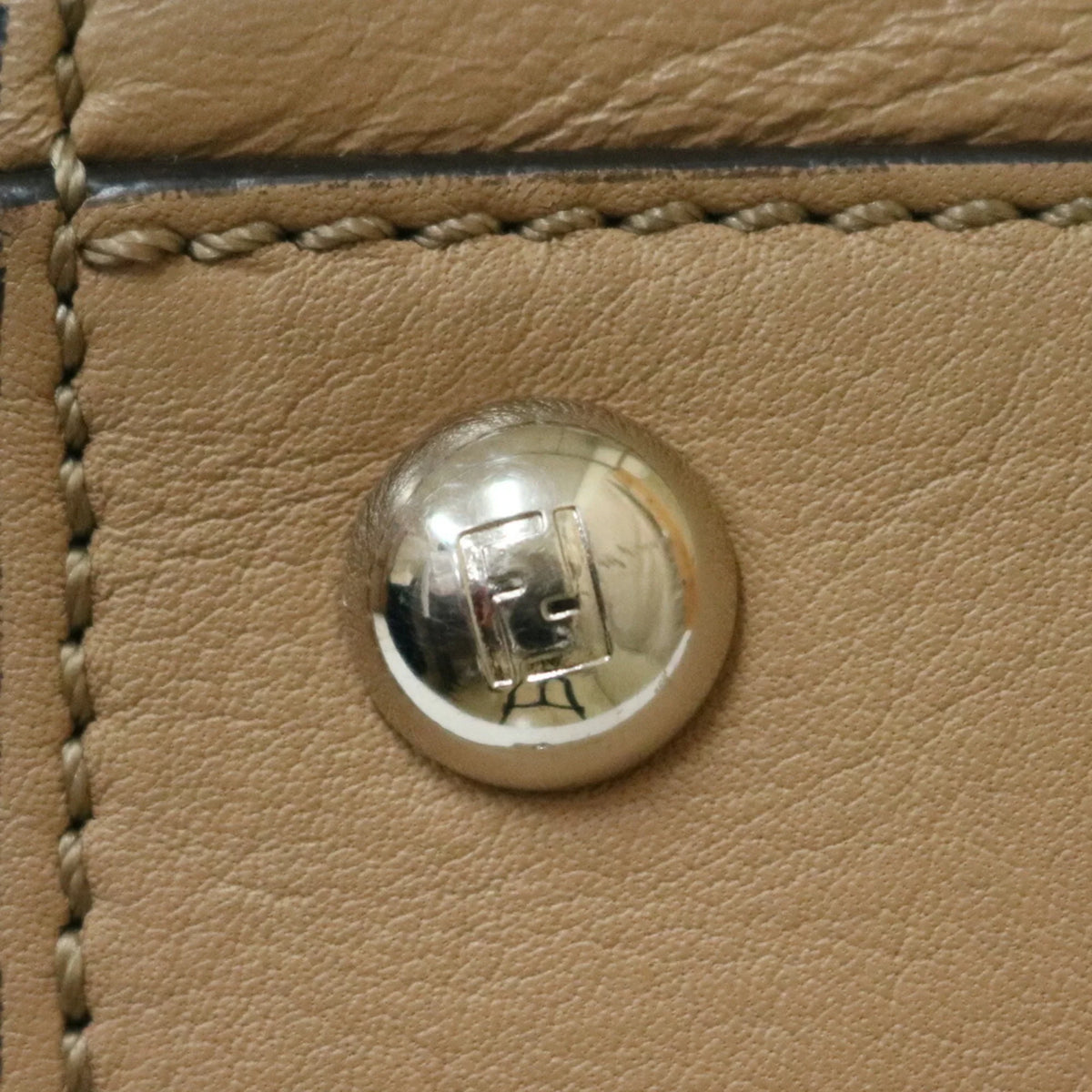 FENDI Beige Trois Bag Shoulder Women's Leather Pre-Owned (Good) Heors