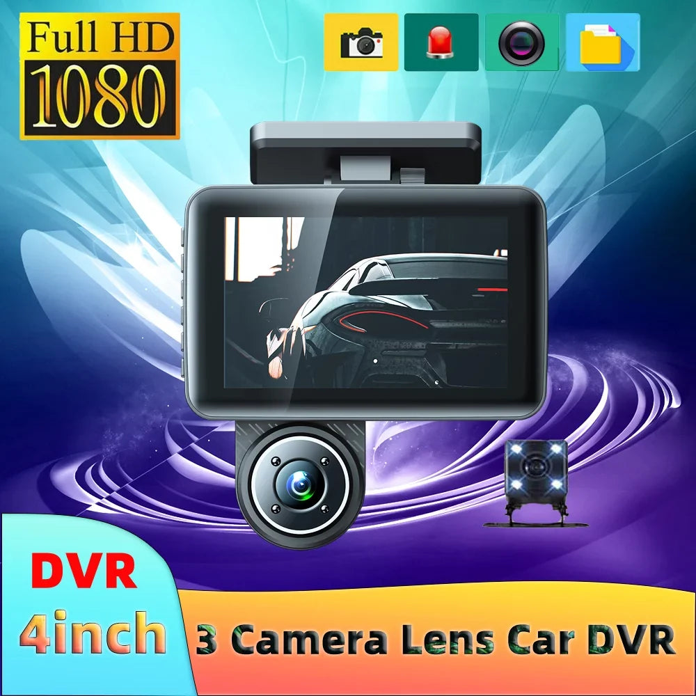 Recorder, Safety Auto Cameras Recorder, 3 Walmart Cam, Wide Dash Camera Channel Triple Angle Car Driving