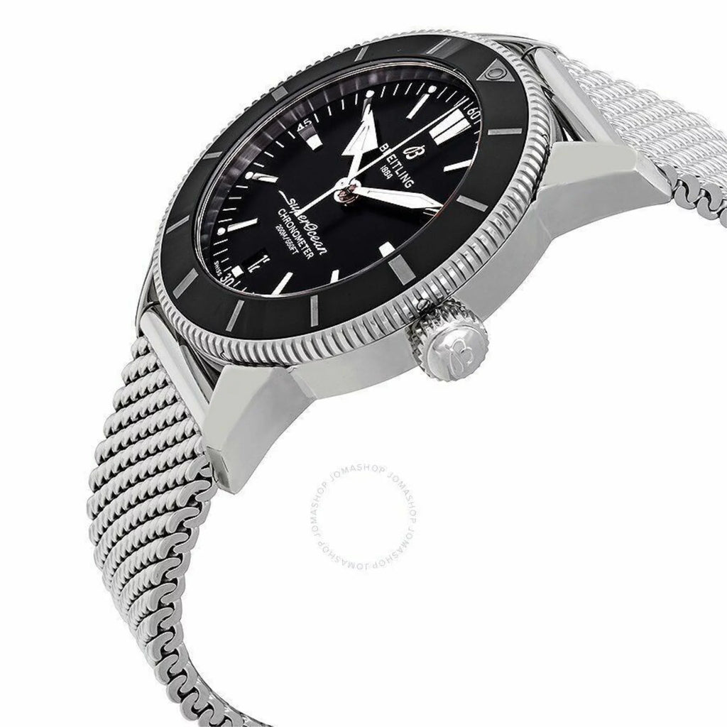 Breitling Ab2030121B1A1 Superocean Heritage Ii Black Dial Men'S Stainless Steel Mesh Watch