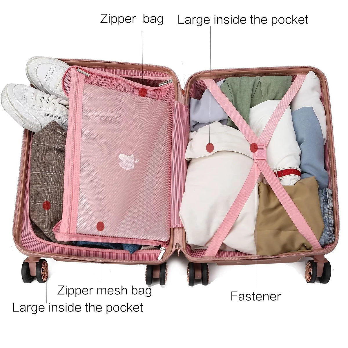 and Piece Expandable 2 Luggage MKF Mia Collection by Handles with K. Wheels Tulum Spinner Set