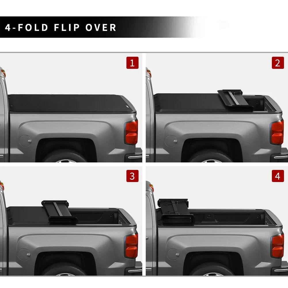 Ledkingdomus 5.7 Ft Soft Quad Fold Truck Bed Tonneau Cover For 2019 2020 2021 2022 2023 Dodge Ram 1500