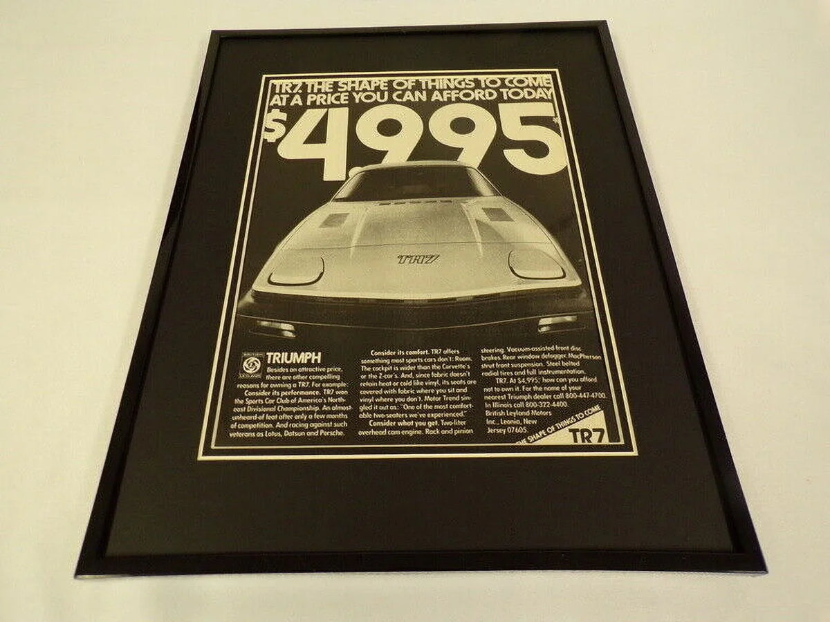 ORIGINAL 11x14 Triumph TR7 Advertisement 1977 Vintage Framed
