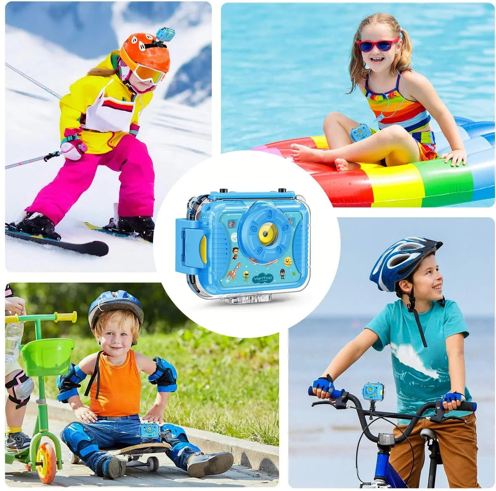 / 4 2.4 with Extra 1080P Camera K8 Silicon Screen, Video Junior 32GB Large Case Waterproof Fill Kids Recognition, Light, Selfie Face Blue inch Memory Kid-Proof 8MP Camera Games, Supported VanTop Card,