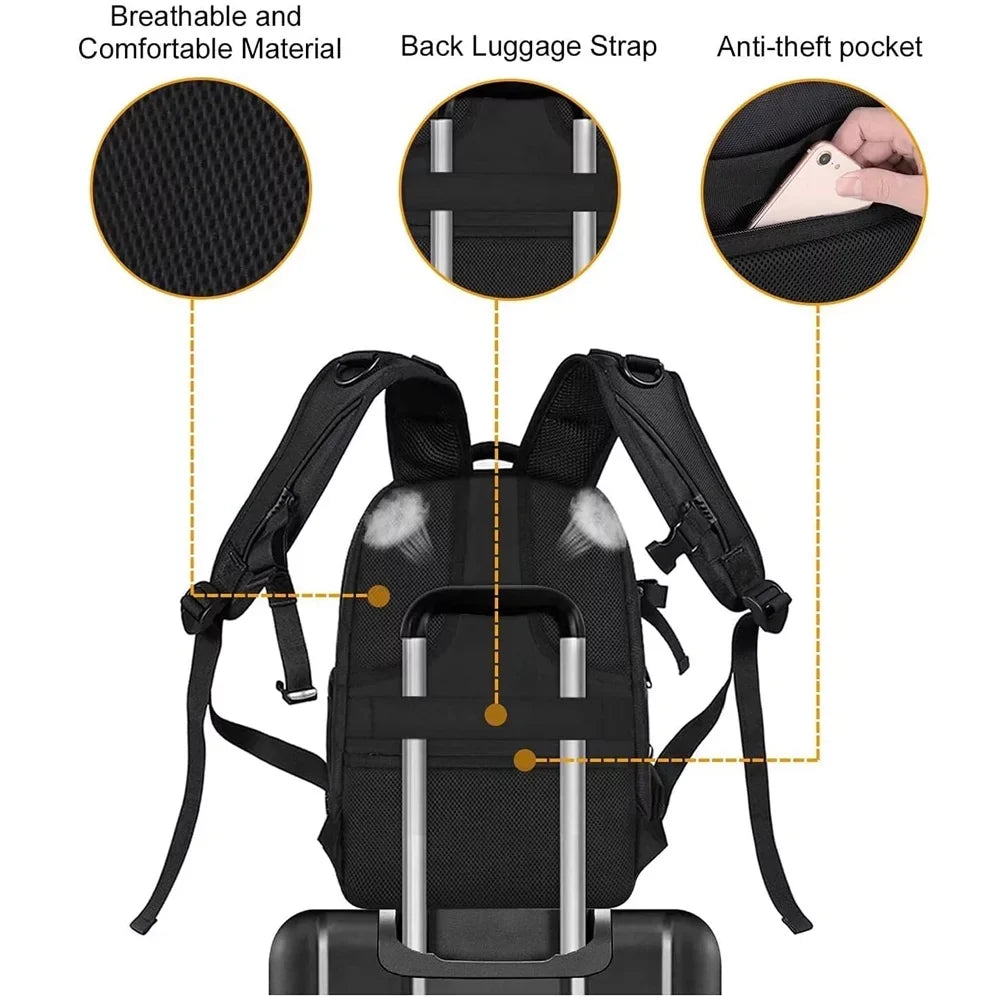 Waterproof Black Compartment, Protective Camera for Mavic Canon/Nikon//DJI with Mosiso Tripod DSLR/SLR/Mirrorless Bag Camera Drone, Case Photography Holder&Laptop Hardshell Backpack