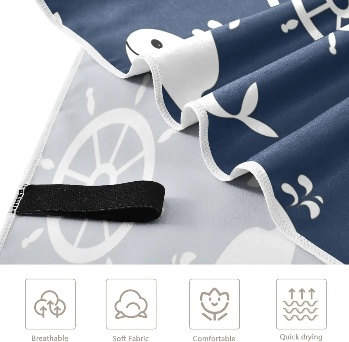 （429） - Lightweight Cartoon Towels Camping Oversized Holiday Towel Towel Travel Compact Whale Super Anchor - for Retro Quick Beach Swimming Bestwell Dry Absorbent