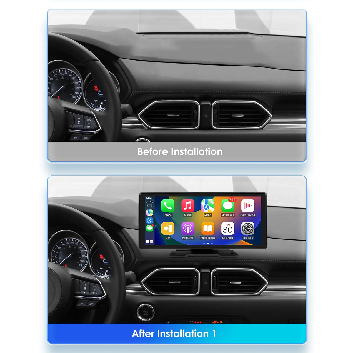 10.26" Touchscreen Apple Carplay Android Auto Fm Car Radio Stereo Head Unit 360° Adjustable Bluetooth Mirror Link Gps Navigation Player