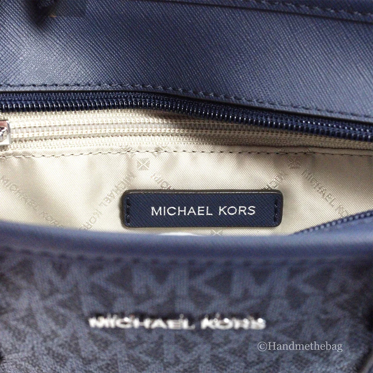 Kors Michael Zip Purse Tote Bag XS Carryall Top PVC Navy Set Jet Leather