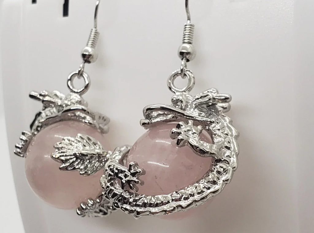 Rose Natural Dragon Earrings Quartz
