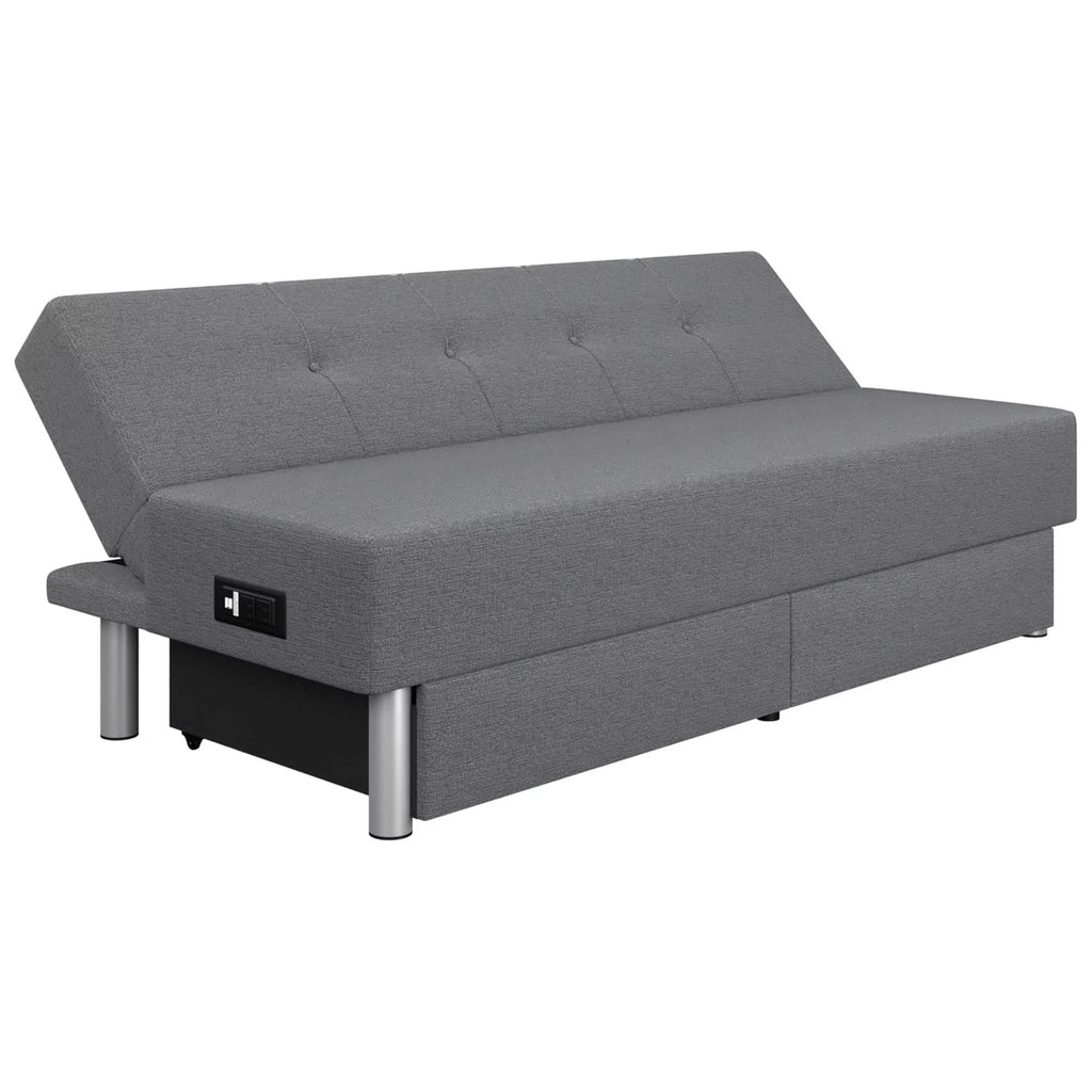 Fabric with and Serta Windsor Storage Power, Gray Futon