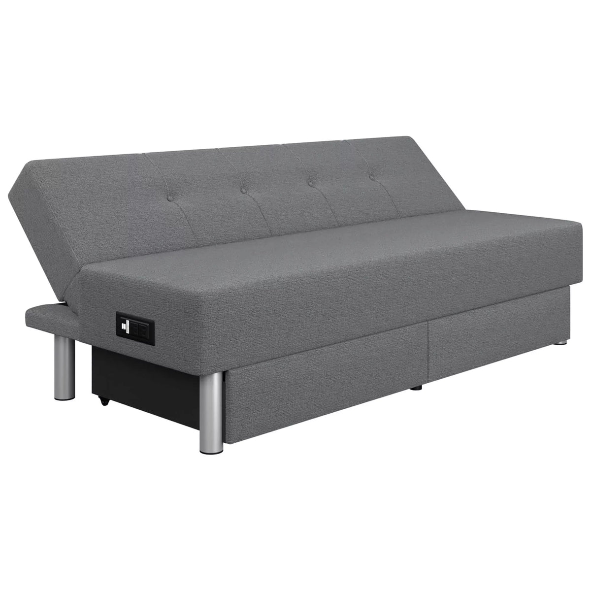 Fabric with and Serta Windsor Storage Power, Gray Futon