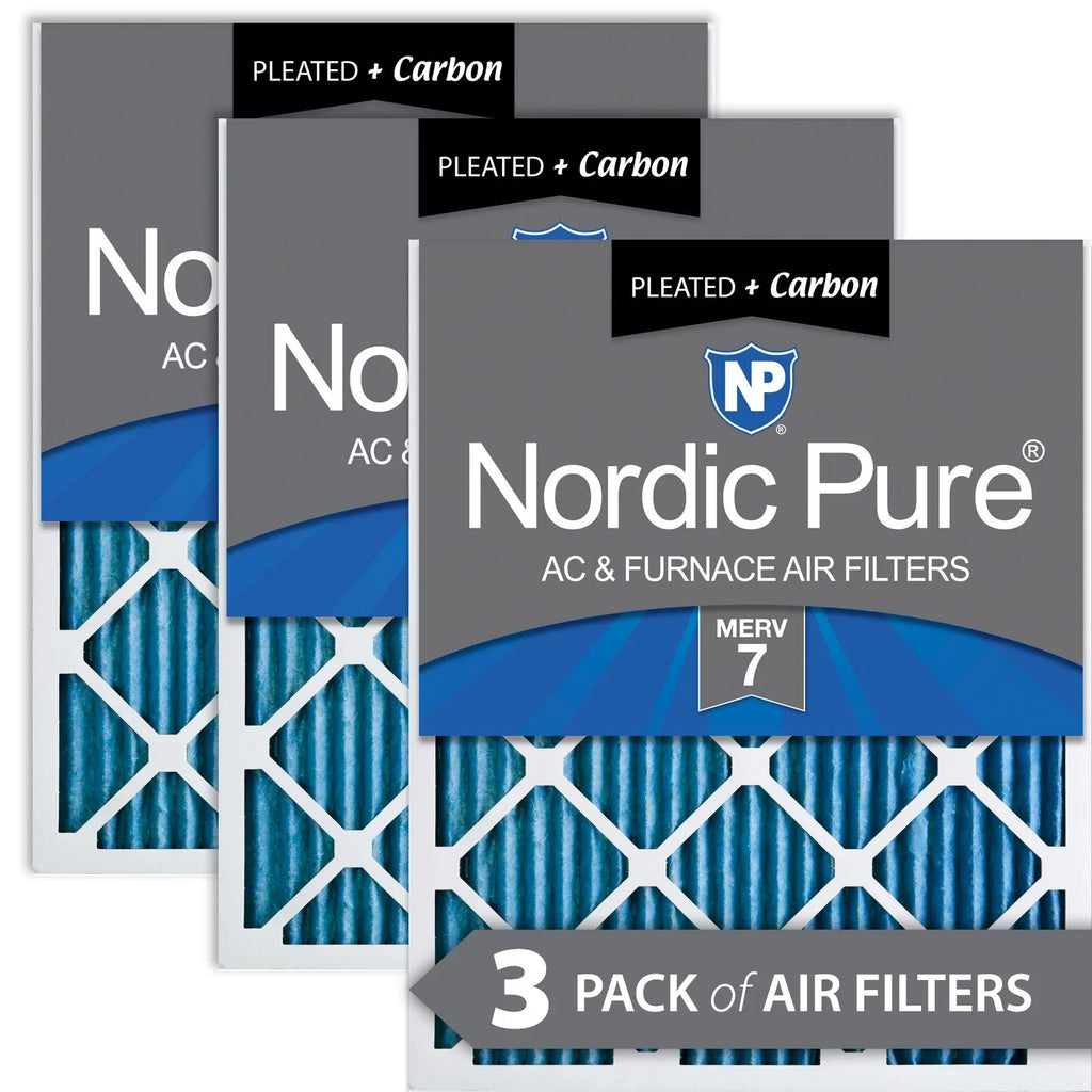 Filters (11_1/2x19_1/2) 7 Plus Carbon MERV Air Pleated Pack 3 12x20x1