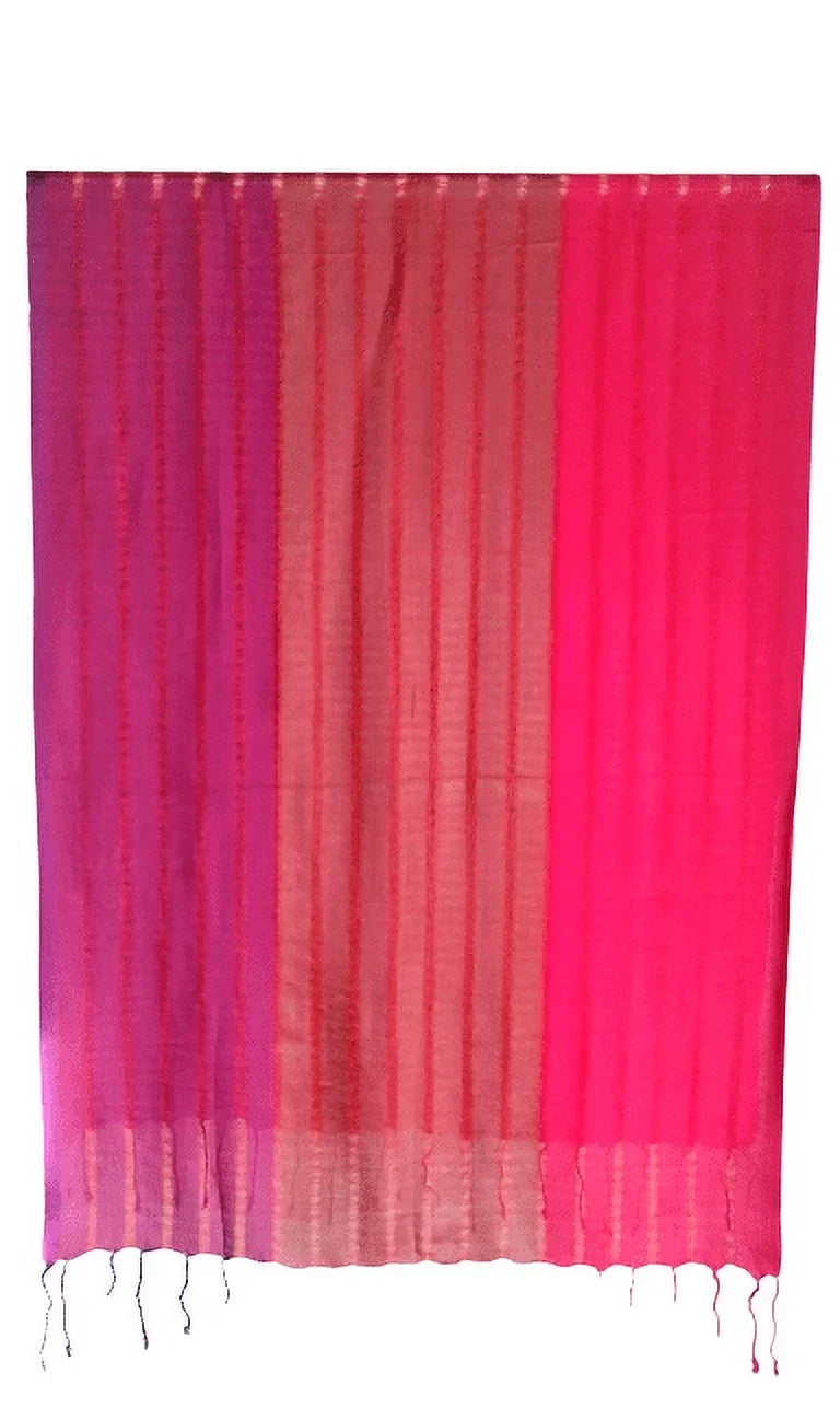 Silk Tricolor Vegan Striped Thick - Pink/Purple Shawl