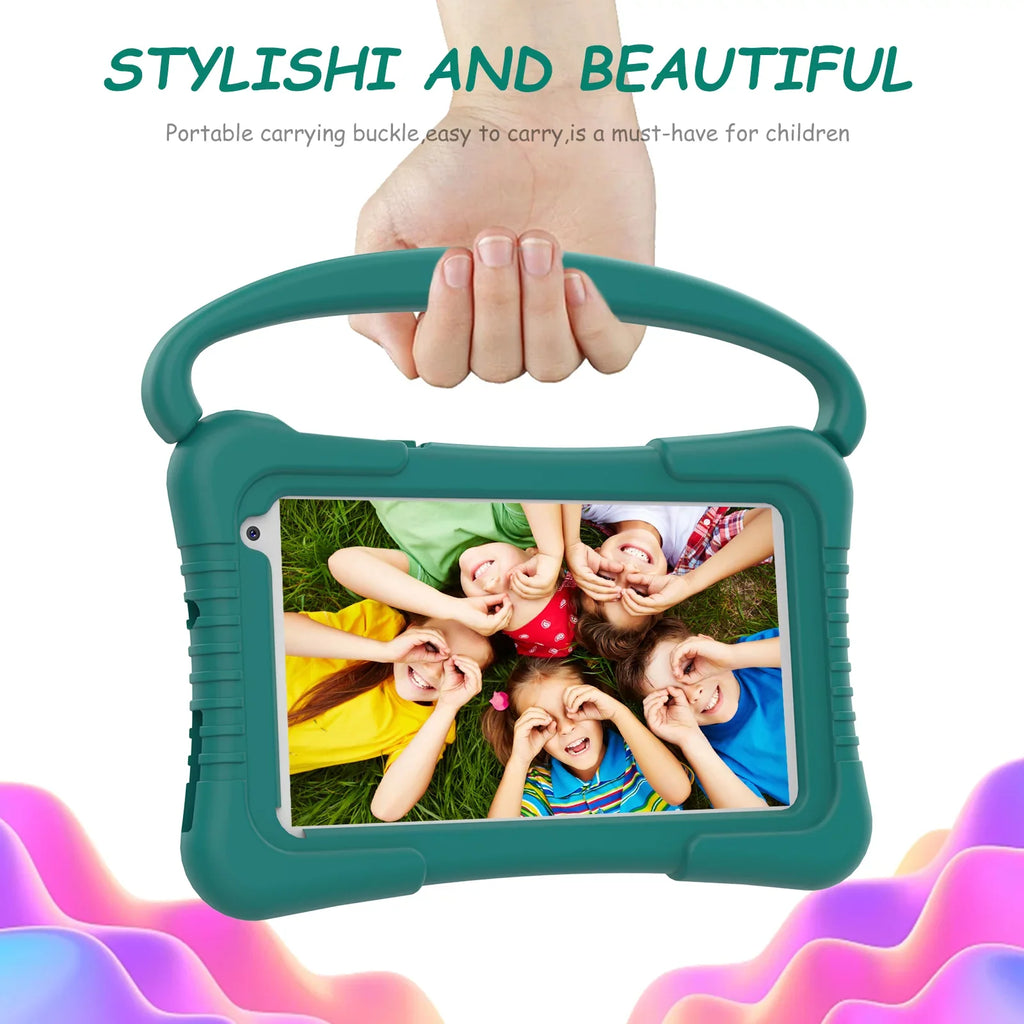 7 Inch Kids Tablet, Quad Core Android 11 Toddler Tablets, Children Tablet With 32Gb Storage 2Gb Ram Wifi Bt Shockproof Case Dual Camera Educationl Games Parental Control, Kids Software Pre-Installed.