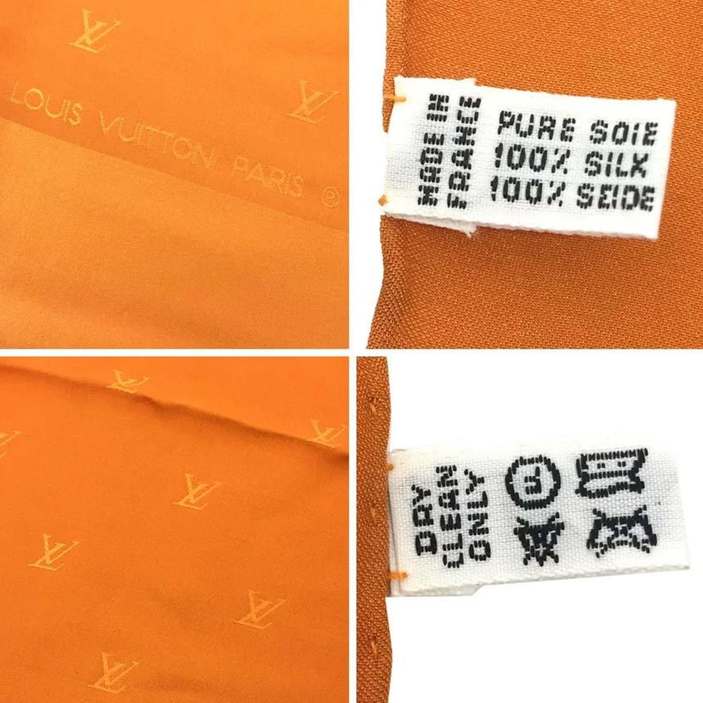 Orange Monaco Muffler Carré (Good) Silk Pre-Owned Scarf Men's Women's Monogram 100%