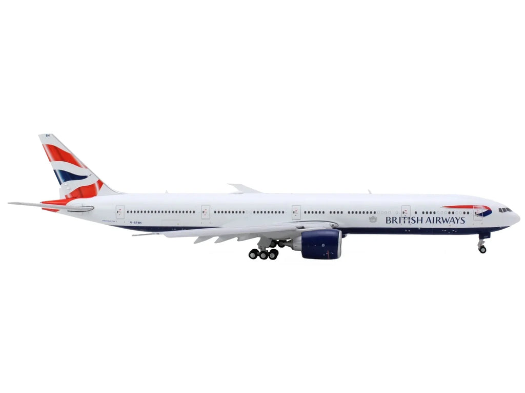 Boeing with White GeminiJets Airplane Aircraft Tail Diecast Flaps Down 777-300ER with 1/400 Commercial Striped by Model