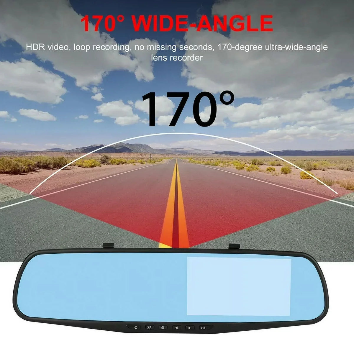1 Pack 1080P Rearview Mirror Car Camera 4.3" Dash Cam For Cars Trucks,170°Wide Angle Dual Lens Car Cam Front Rear Dvr Monitor, Night Vision,Parking Monitor,Motion Detection,G-Sensor