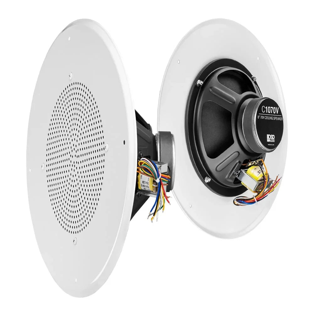 Tap OSD Single) Audio 8" Speaker In-Ceiling 70V C1070 (White, Commercial