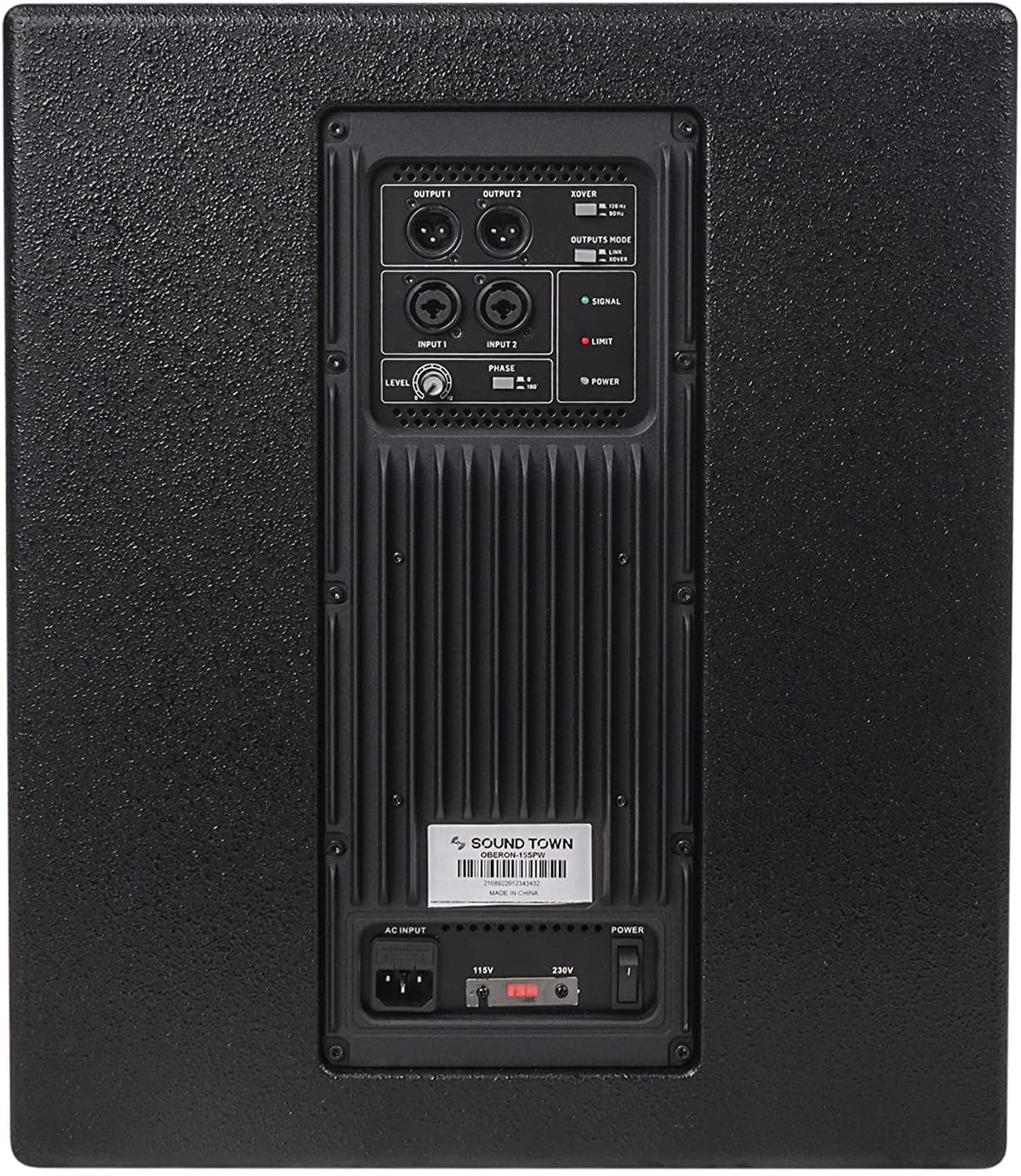 Black Class-D (OBERON-15SPW) Voice Magnet, PA/DJ 1400W 15" DSP Selectable oz Town 4" OBERON Coil, Sound Amplifier, 100 Subwoofer Birch Output Series LPF and Powered with Plywood, Modes,