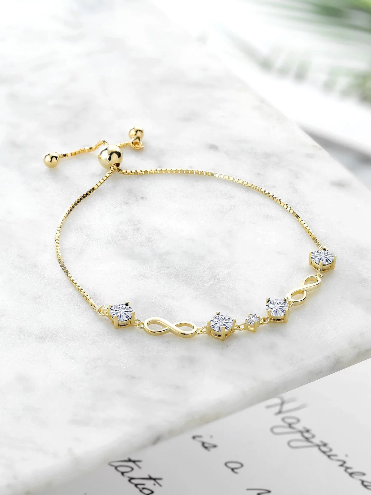 For Cttw) Yellow Created Sapphire 18K White Plated Gem Gold with King Women Moissanite Stone (2.05 Silver Set Bracelet