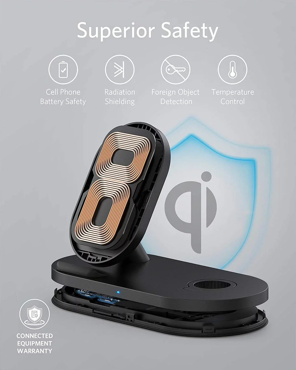 Anker Wireless Charging Station With Qc Charger, Powerwave Sense 2-In-1 Stand With Watch Charging Holder For Apple Watch Se/6/5/4/3/2/1, Iphone Se 2020, 11, 11 Pro (Watch Charging Cable Not Included)