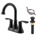 Black Sink 6 360 Degree Centerset with & Swivel Pop-up Hoses，Matte Spout Faucet，2-Handle Supply Kichae Bathroom Drain Vanity Inch Faucet