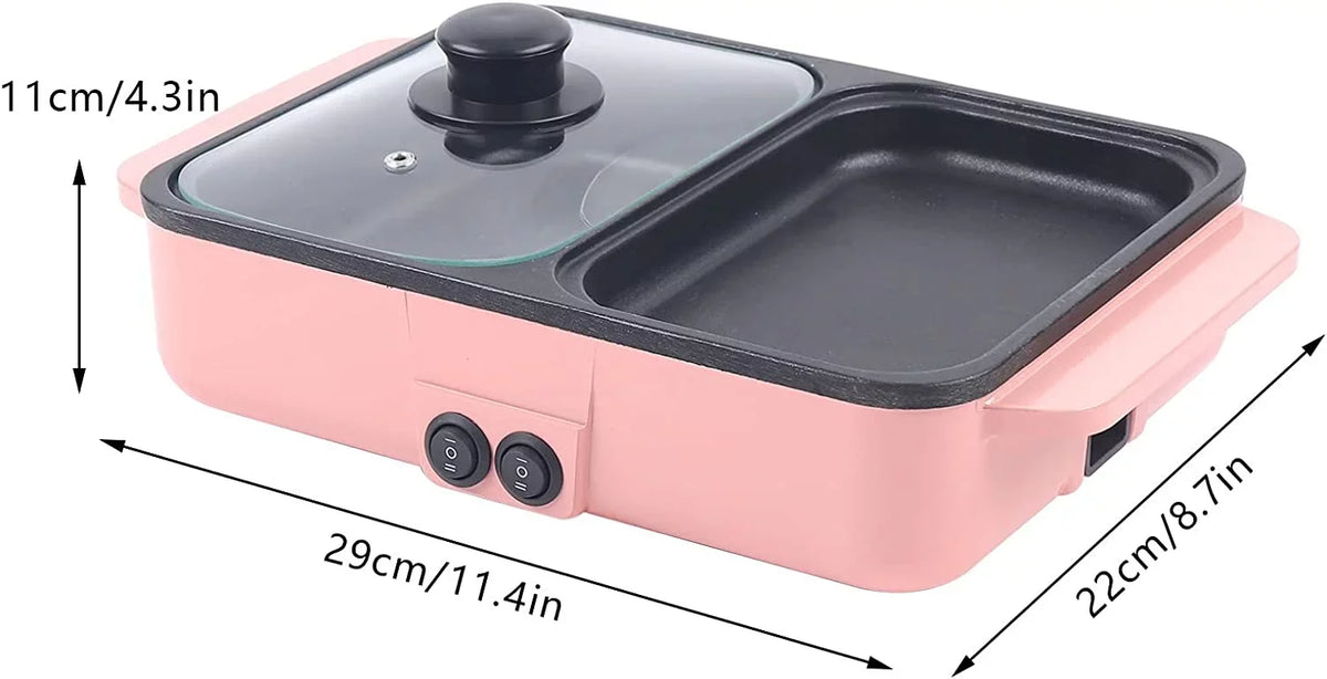 Steel Non-Stick Pot in Electric Barbecue (Pink) Pan, Hotpot Hot 1 Barbecue 2 MONIPA Stainless Portable Pan Grill