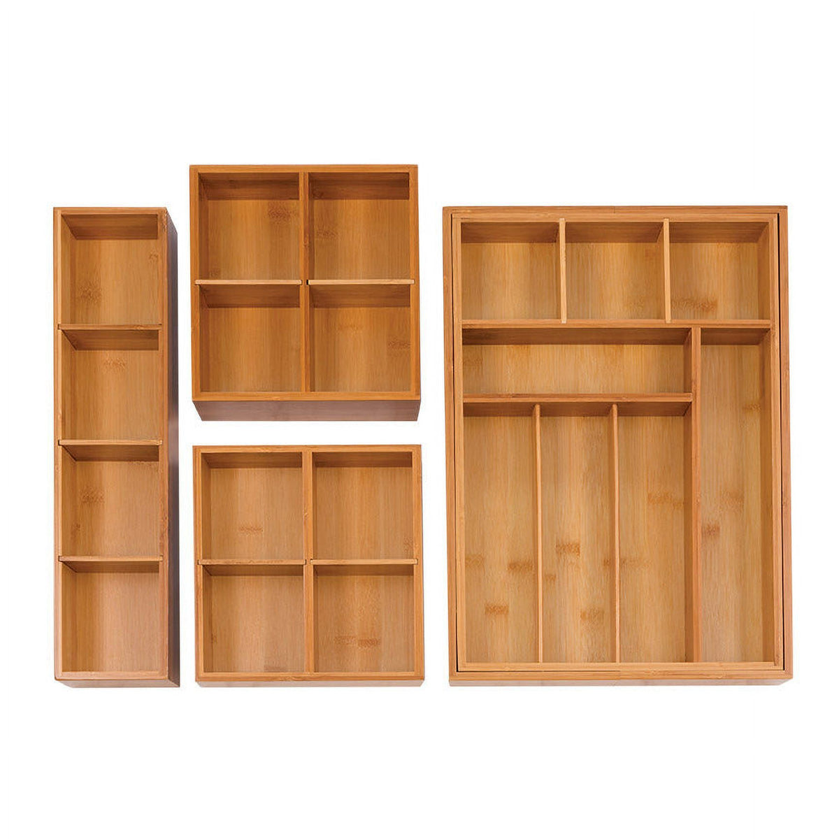 Expandable Classics Set Bamboo 4-Piece Drawer Organizer