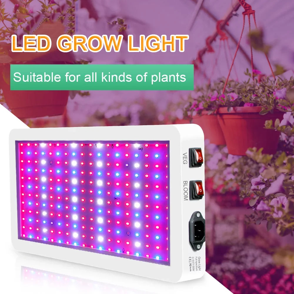 312 Greenhouse Waterproof, Seedlings, Spectrum Plant Indoor 2000W Flowers, Full IP65 with - Light Ideal Grow LEDs with LED Switch, Growing Veg/Bloom Lamp for