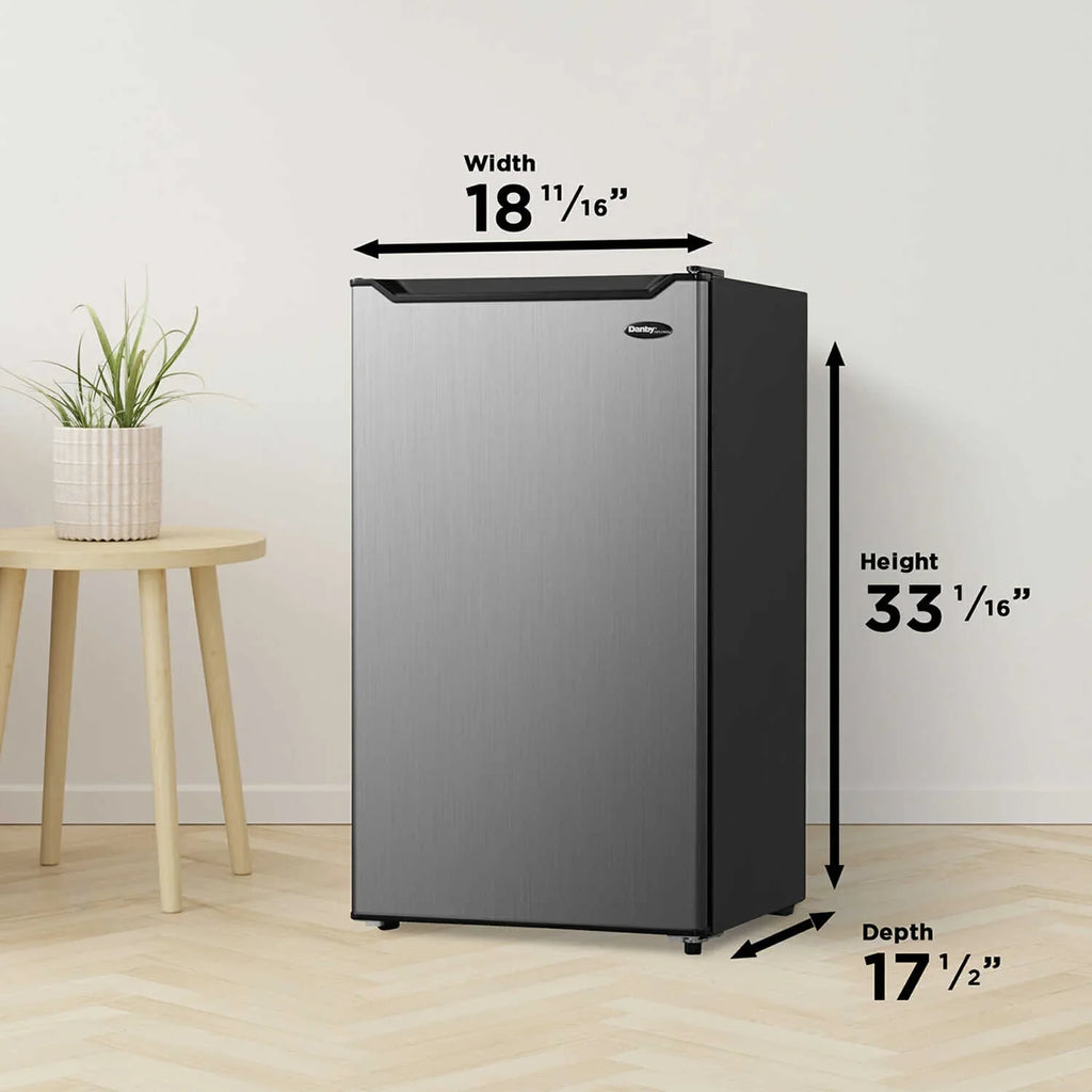 3.2 Danby Refrigerator ft. Compact - Steel Stainless DAR032B2SLM cu.