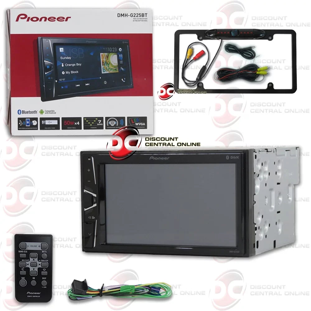 Pioneer 2-Din 6.2" Touchscreen Digital Media Car Stereo Usb Bluetooth + Remote With Discountcentralonline Fl09Bk Full License Plate Night Vision Waterproof Back-Up Camera