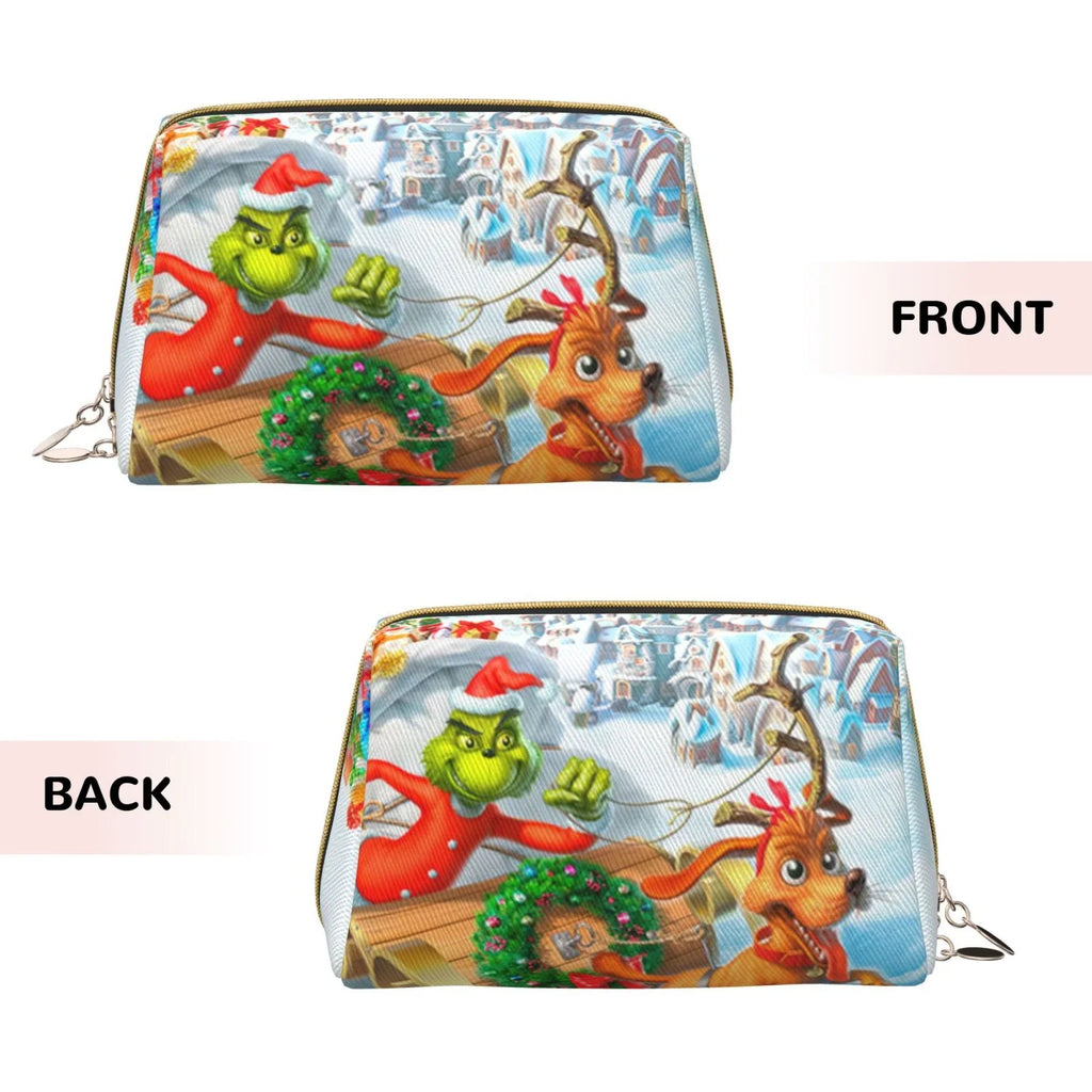 Toiletry Bag Cosmetic Bag Adventures Storage Christmas Grinch Pouch Portable The Organizer Makeup Leather Gift Travel Purse