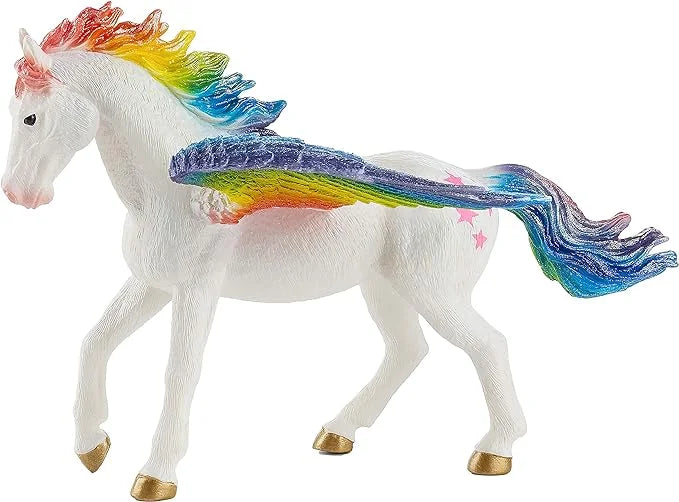 Mojo Rainbow Pegasus Realistic Fantasy Toy Replica Hand Painted Figurine