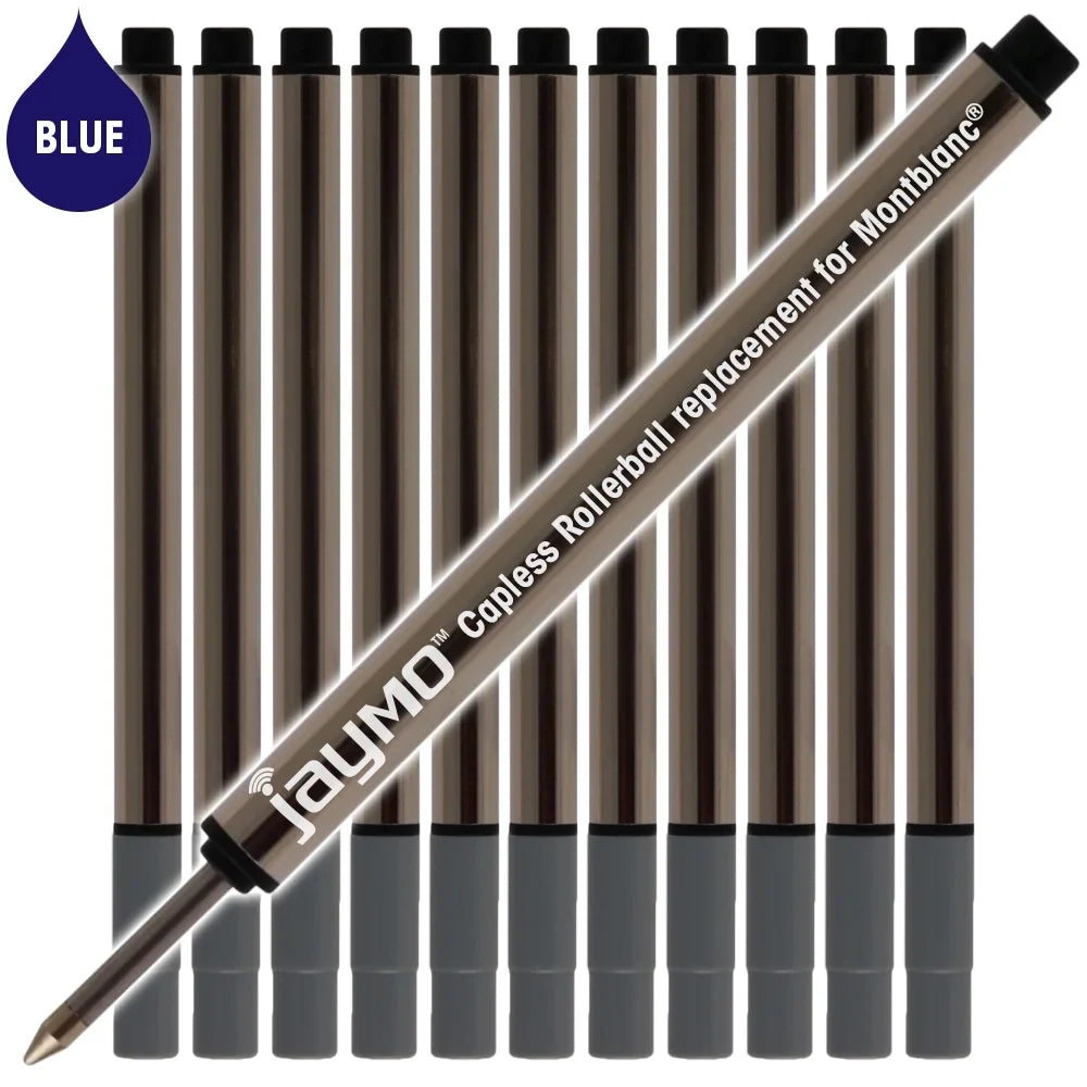 Jaymo Replacement For Montblanc 113778 - Measures 3.84 In / 97 Mm Long - Capless Rollerball Pen Refill - 12 Cerulean