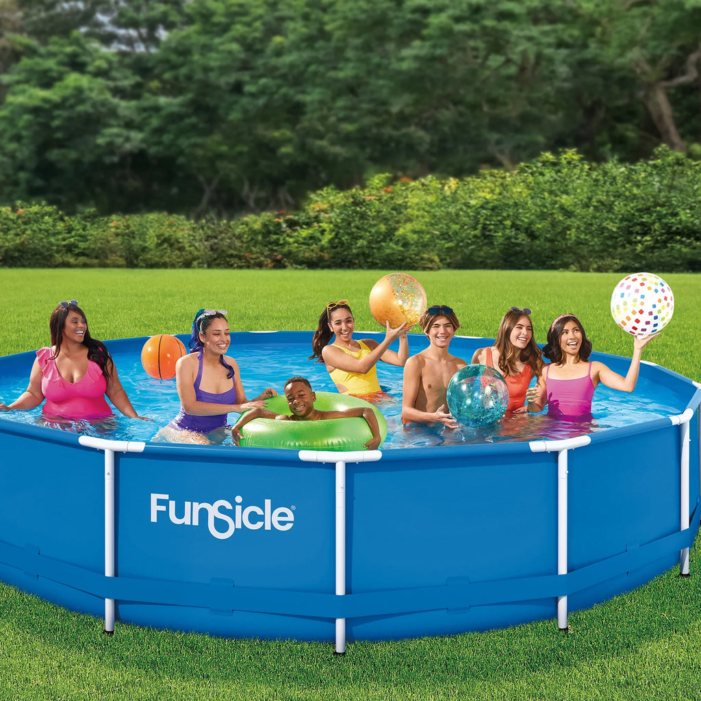 Filter Pump, up & Pool, Funsicle Age 6 Activity with ft Frame Ground Swimming Above 15 Round,