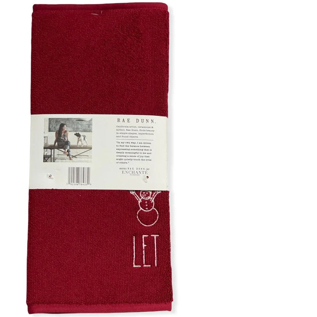 Rae Dunn Red Let It Snow Embroidered Dry Mats 16" X 20" - Set Of 2