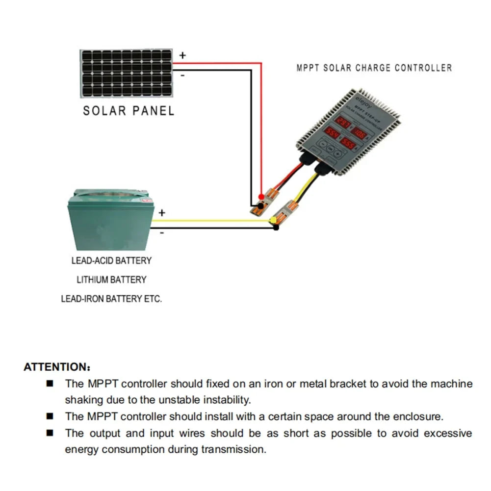 Output Battery Recharging Waterproof 10~30V LED (Optional) Real-time Dustproof Solar MPPT CACAGOO Step-down 200W/300W/400W Display Tracking Adjustable Controller Voltage
