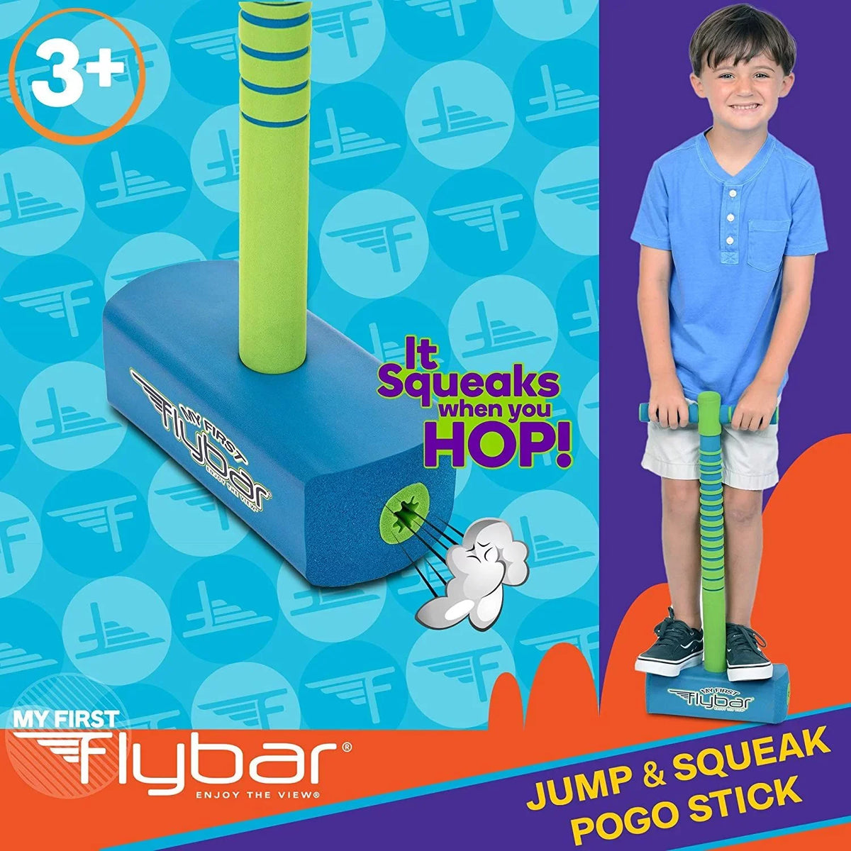 Boys First and Ages and Up Jump Blue Squeak Stick Flybar for Pogo My 3