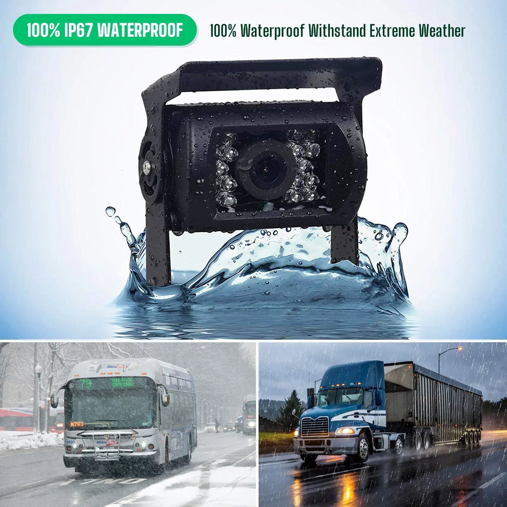 Backup Reverse IP67 RVs CA711 7’’ Rearview Cam TOGUARD Back Trucks, Night LCD Vans, Waterproof Cars, Monitor for Camping View IR Vision Rear up with Kit, Vision Camera with Night