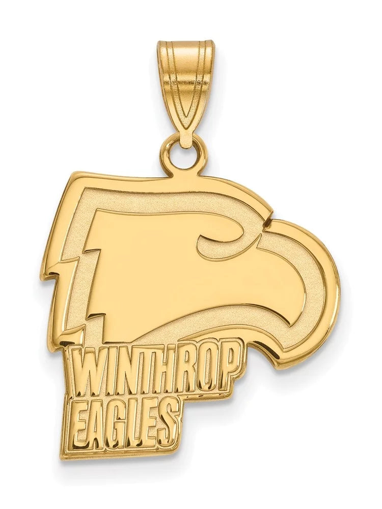 (WU) Official LogoArt Yellow Pendant Licensed Large Gold Winthrop University 14k Collegiate