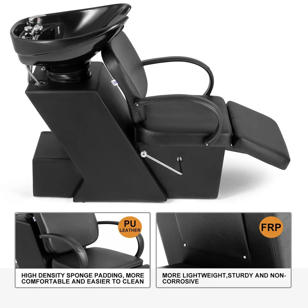 Adjustable Ceramic Beauty Hand Shampoo Tattoo Artist Bowl, Chair Backwash Footrest Salon and Black Spa Sink Bowl with