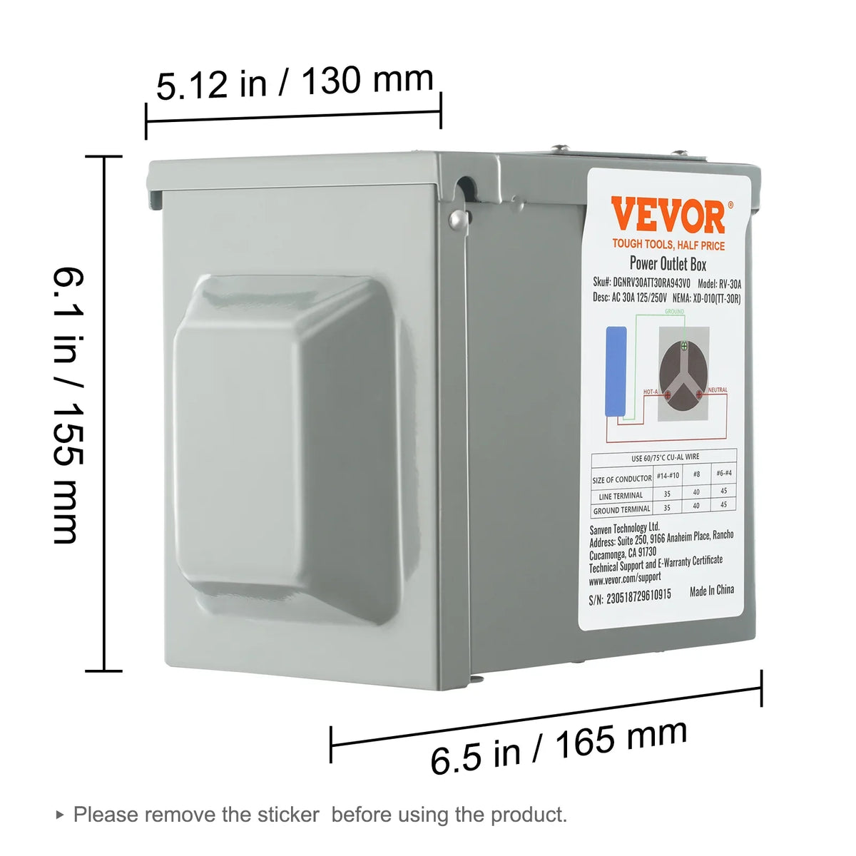 Bentism 30Amp Rv Power Outlet Box, 25/250V Enclosed Lockable Weatherproof Electrical Outdoor Receptacle Panel Nema Tt-30R, For Rv Camper Travel Trailer Motorhome Electric Car Generator