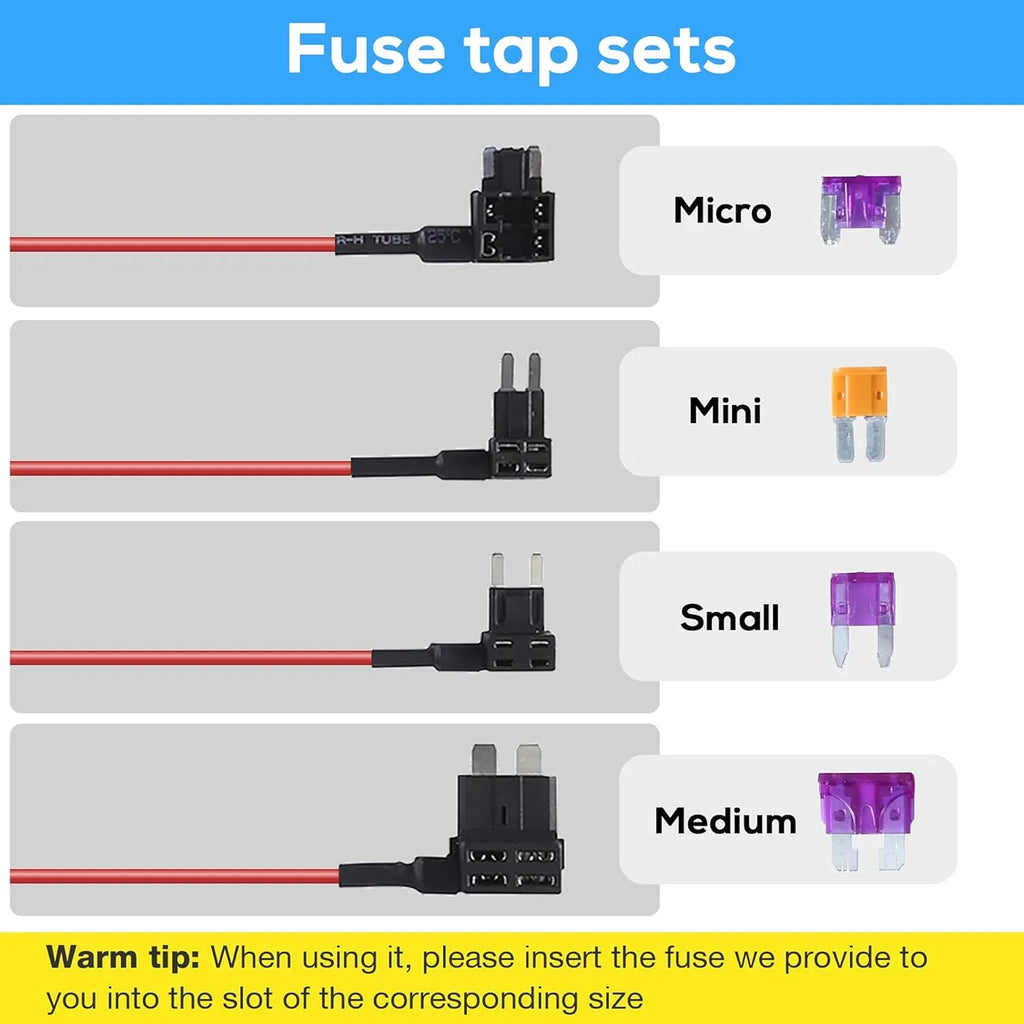 Kit with Fuse Hardwire Kit Dash Rear, and C Dash Q4 Type Hardwire Dash for Front Fuse Cam Dual Arifayz Camera for Cam