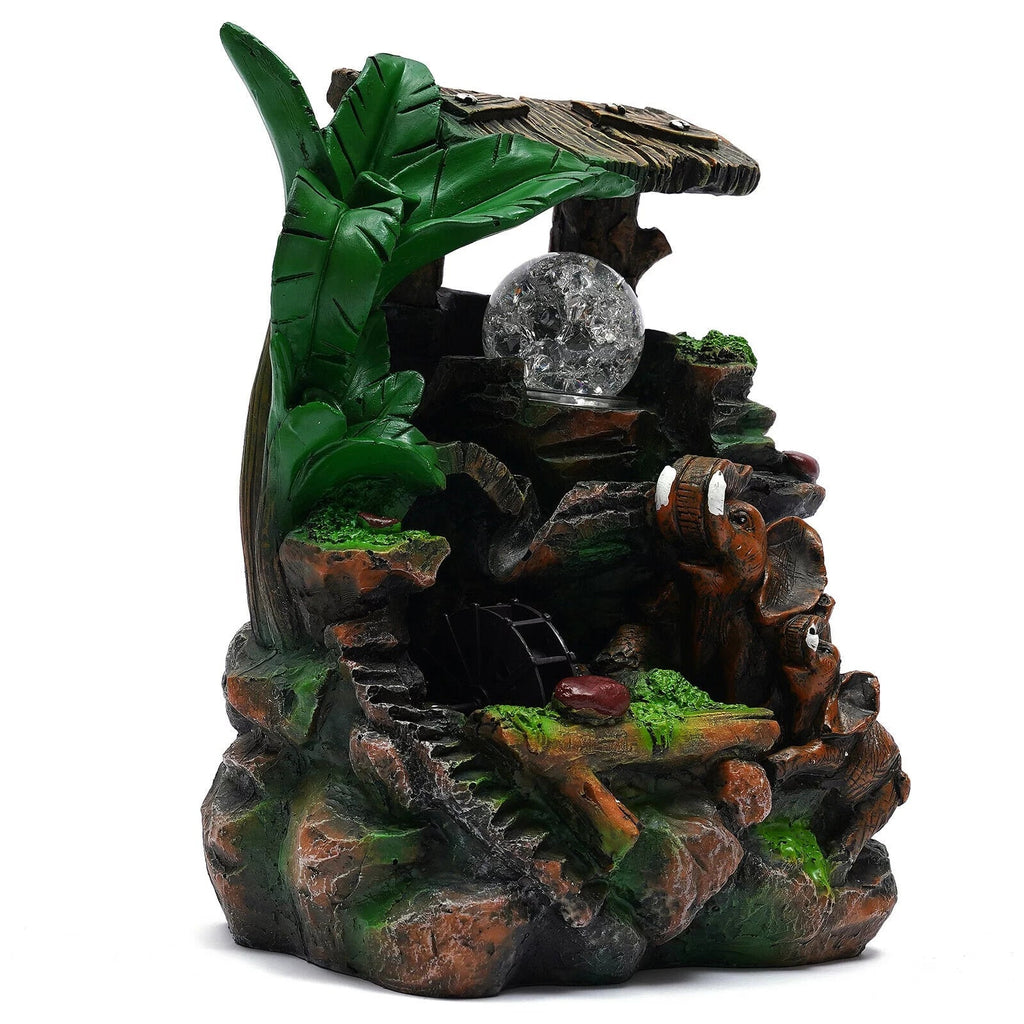 Tabletop Water Fountain With Led Rolling Ball Feng Shui Waterfall Fountain Home Indoor Water Fountain Led Lamp Tabletop Resin Rockery Fengshui Waterfall Decor