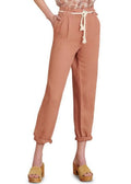 Karter Mocha Beard Linen-Cotton Belted Pants, 12 Women's Veronica