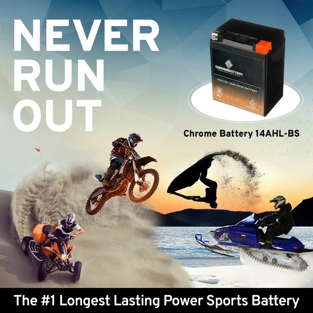 Battery (14AHL-BS Suzuki 1100cc Volt,12 12 for Ah, 210 Gsx-r1100 Battery CCA) Motorcycle Chrome 1990 YTX14AHL-BS