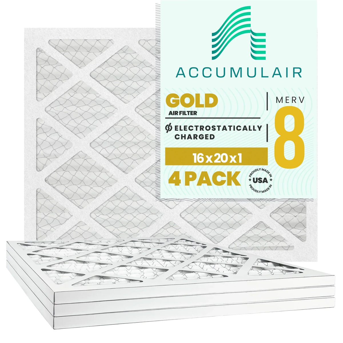 MERV 8 Air Accumulair Gold 16x20x1 (4 Filter Pack)