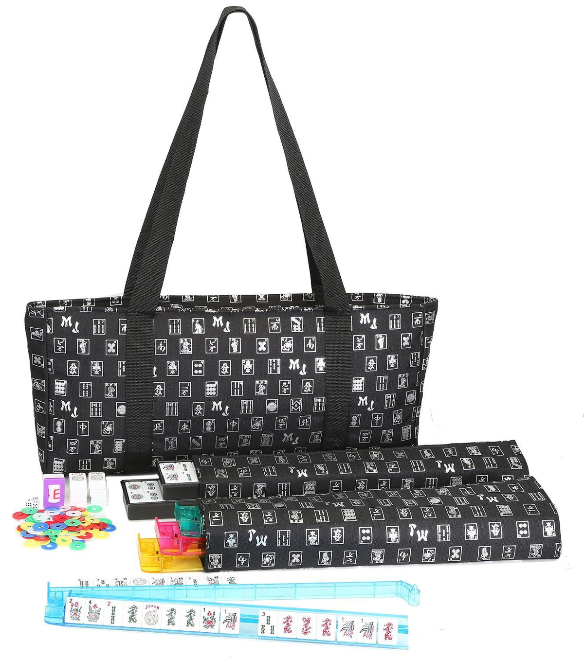 Silver & Replacement Soft tiles, MJ Jongg Direct Black bonus Mah Logo wraps Case matching Designer and and Case, included) two not (Replacement includes racks trays, Soft - bag, pushers Only a