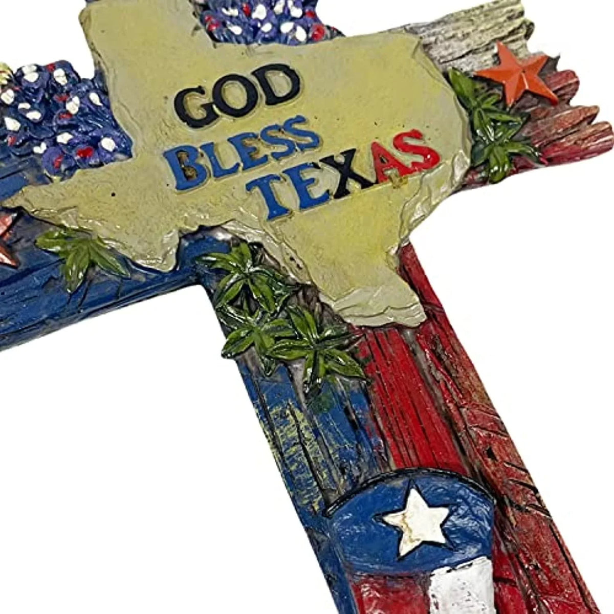 Western Flag Wall Home Inch Cross Cross Office Decor Urbalabs Distressed Texas Bless Decoration Wall and Room 11.5 Cowboy Boot Rustic Church Bluebonnets Country Hanging God Wall